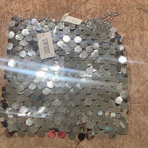 12th Tribe Silver Sequin Mini Skirt
